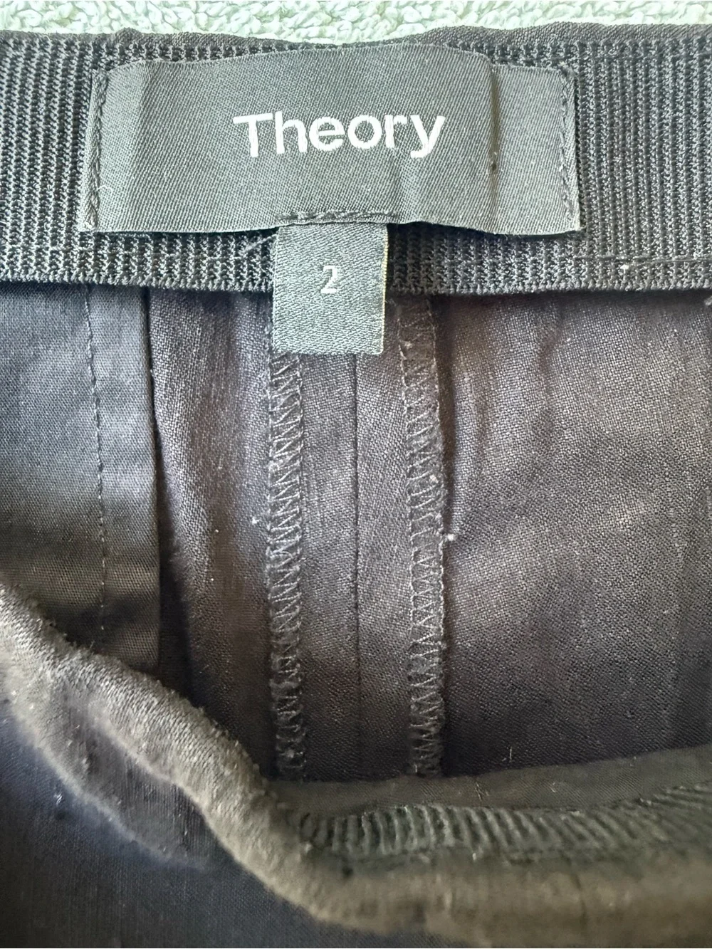 Women’s Theory Black Linen Blend Pants Sz 2 Slim Ankle Workwear